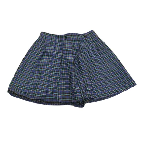 Plaid Blue Green & Black Girls School Uniform Skort / Shorts | Size 10 - Picture 1 of 7